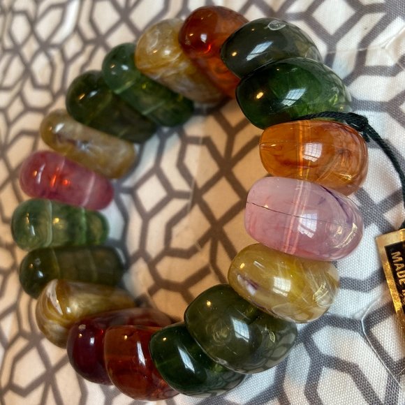 Lucite semi-precious stone stretch Bracelet - Vintage - Picture 5 of 5